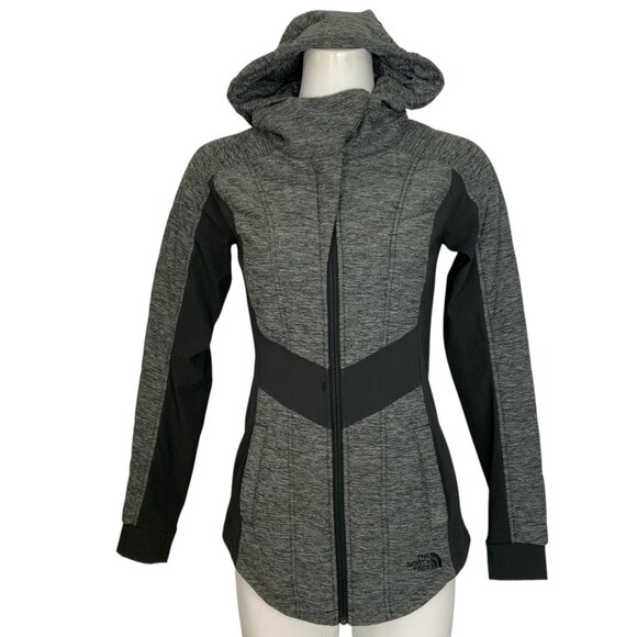 The North Face Pseudio Jacket XS Gray Quilted Hoodie Full Zip Pockets Gorpcore - Picture 1 of 13